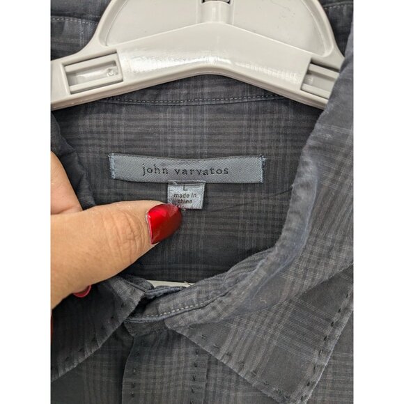 John Varvatos Plaid Button Up Shirt Men Size L Check Woven Office Quiet Luxury - Picture 7 of 8